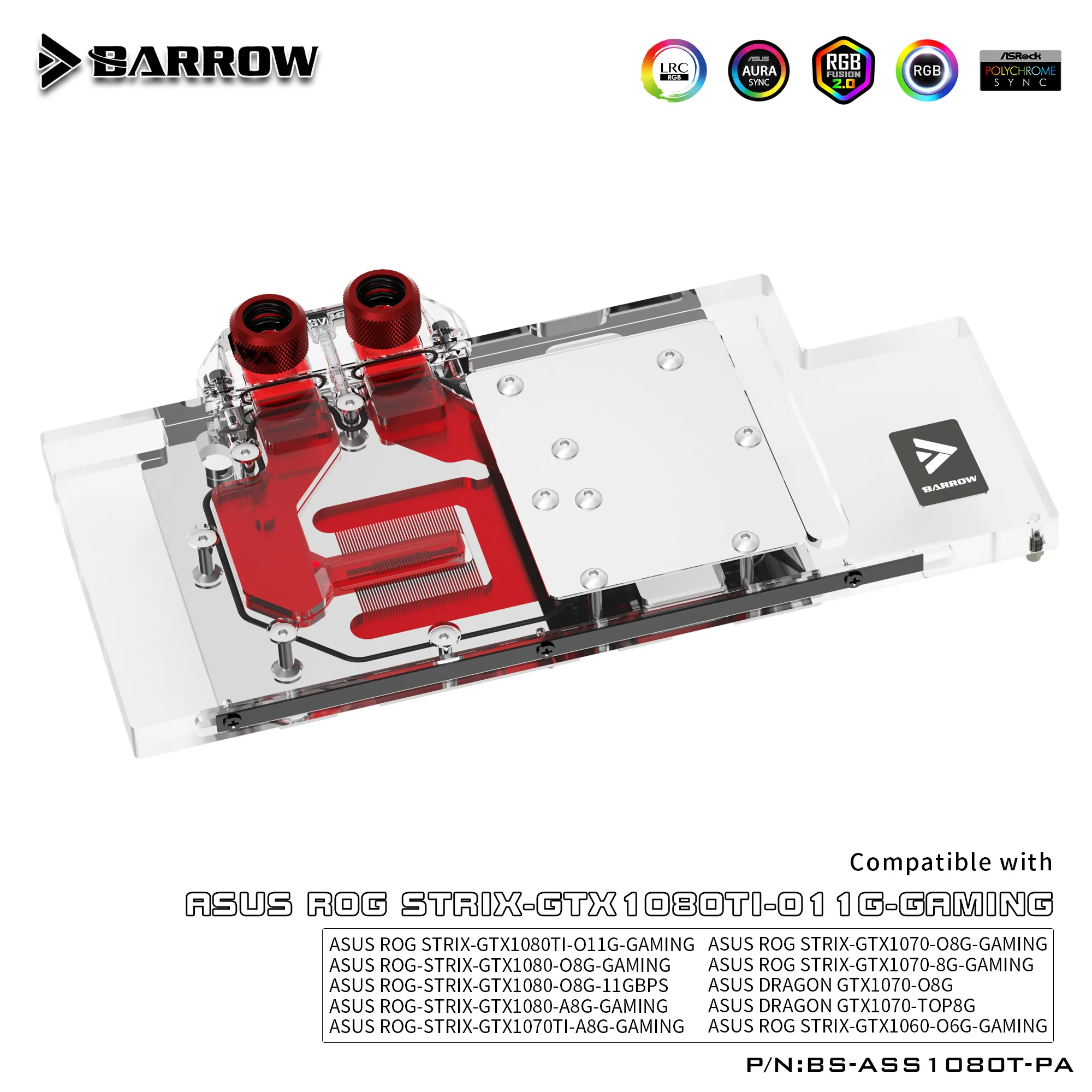 

Barrow 1080ti 1070 GPU Water Cooling Block Full Cover Cooler for ASUS ROG STRIX GTX1080Ti/1070/1060 Gaming,BS-ASS1080T-PA