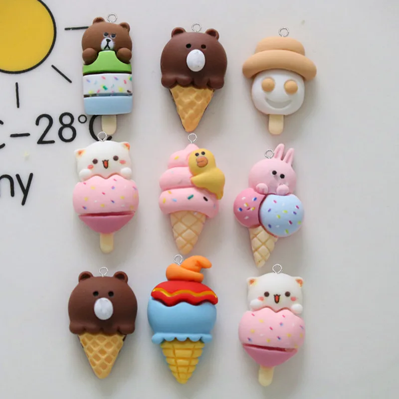

100pcs Resin Cartoon Ice Cream Charms for Earring Bracelet Pendant Jewelry Making Findings Accessories