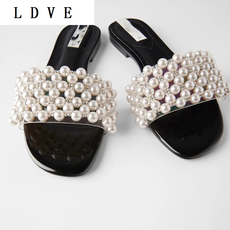 

Summer 2020 pearl women slides flat casual beach women sandals