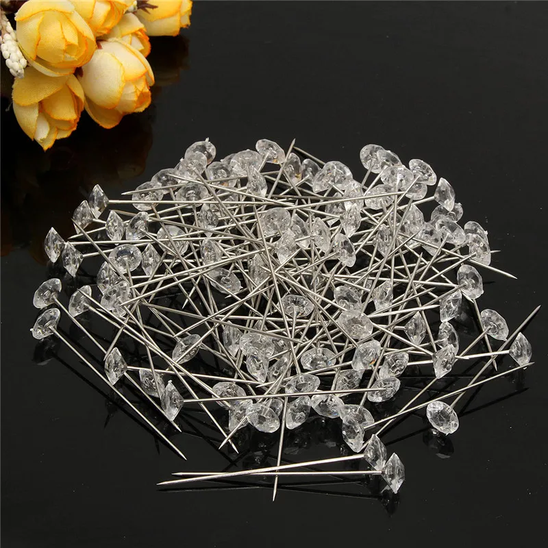 

100pcs Diamante Diamond Pins Wedding Buttonholes Bouquet Florist Work corsage Flower Pin of Multilayer Brooch Bouquet Stick