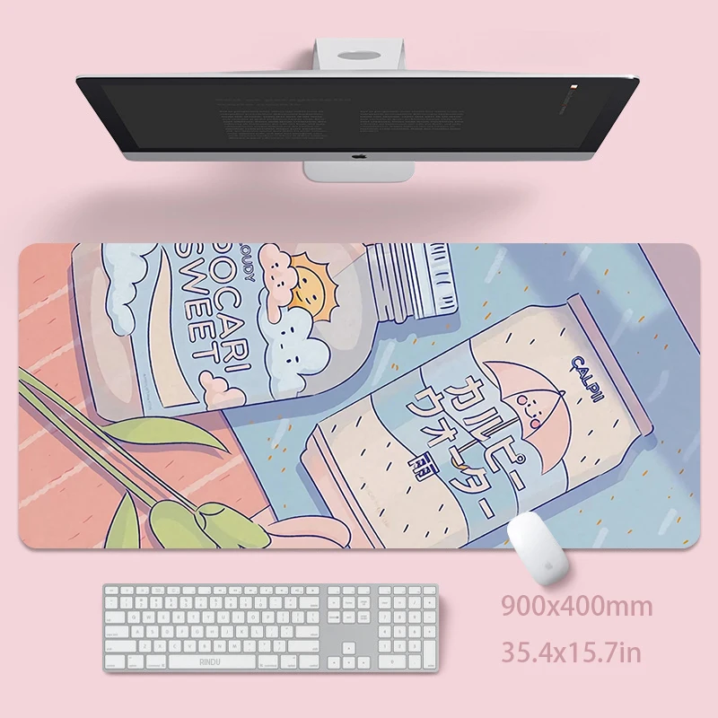 

Large Mousepads Cute Pink Mouse Pad Computer Mousemats Mouse Mat 90x40cm Desk Pad For PC Keyboard Mat Table Pad 100x50cm
