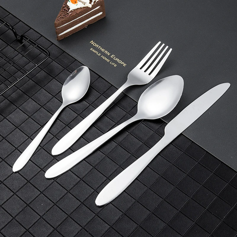 

Classic Sliver Cutlery Set Stainless Steel Steak Knife Fork Coffee Spoon Flatware Western Household Dinnerware Kitchen Utensils