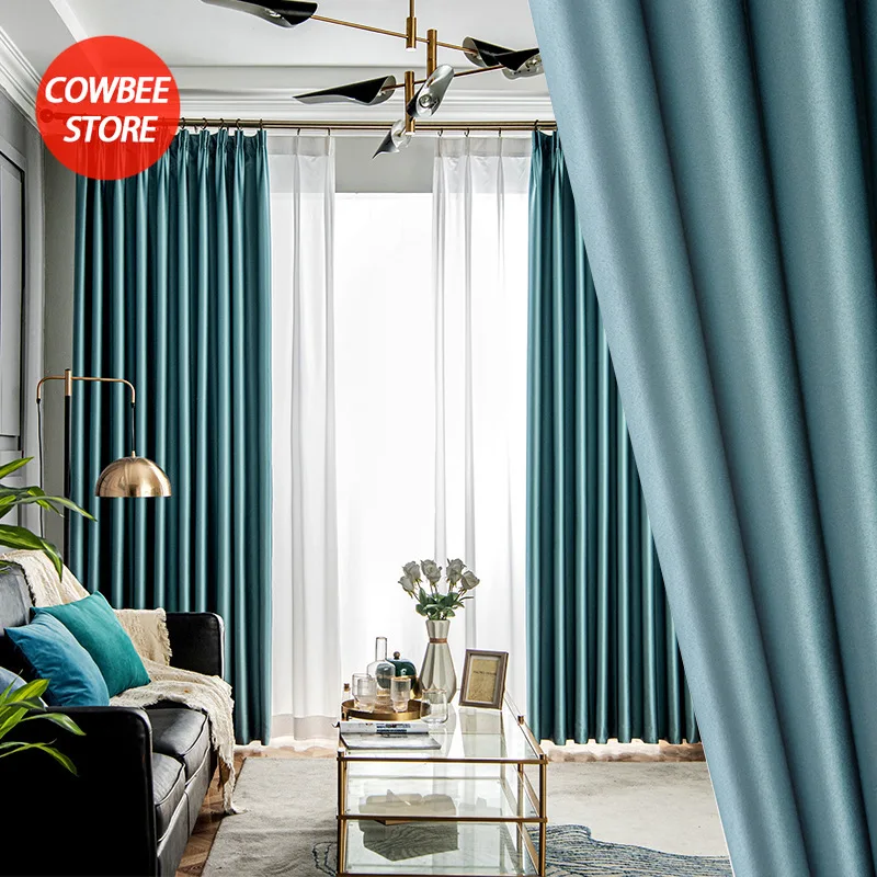 

Luxury Nordic Simple Solid Color Curtains for Living Room Bedroom Windows Blackout Forged Surface High Precision Curtain