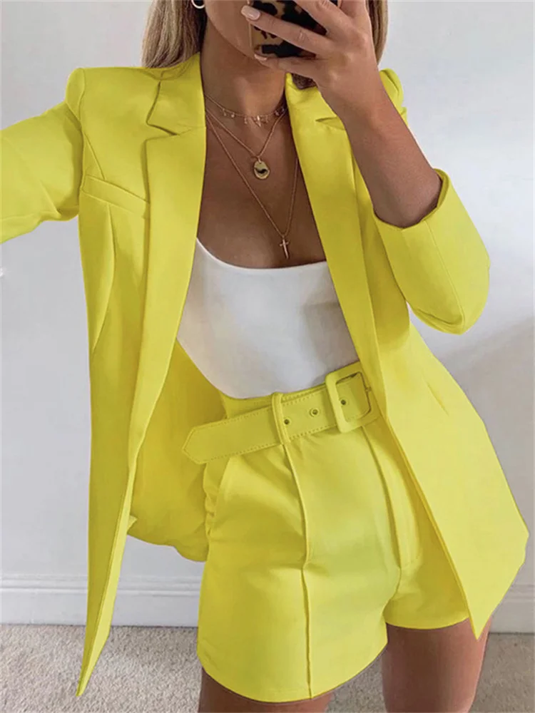 

Blazer Coat and Shorts Two Piece Set Women 2023 Summer New Fashion Slim Casual Set Clothing