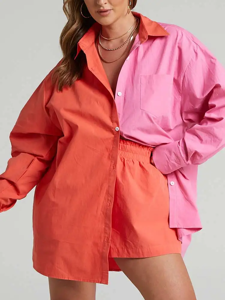 Женский Повседневный Спортивный костюм комплект из двух предметов рубашка с