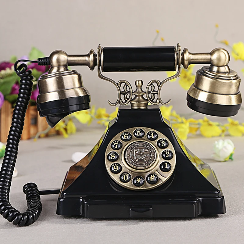 Проводной деловой античный телефон в европейском стиле ретро Пирамида медный