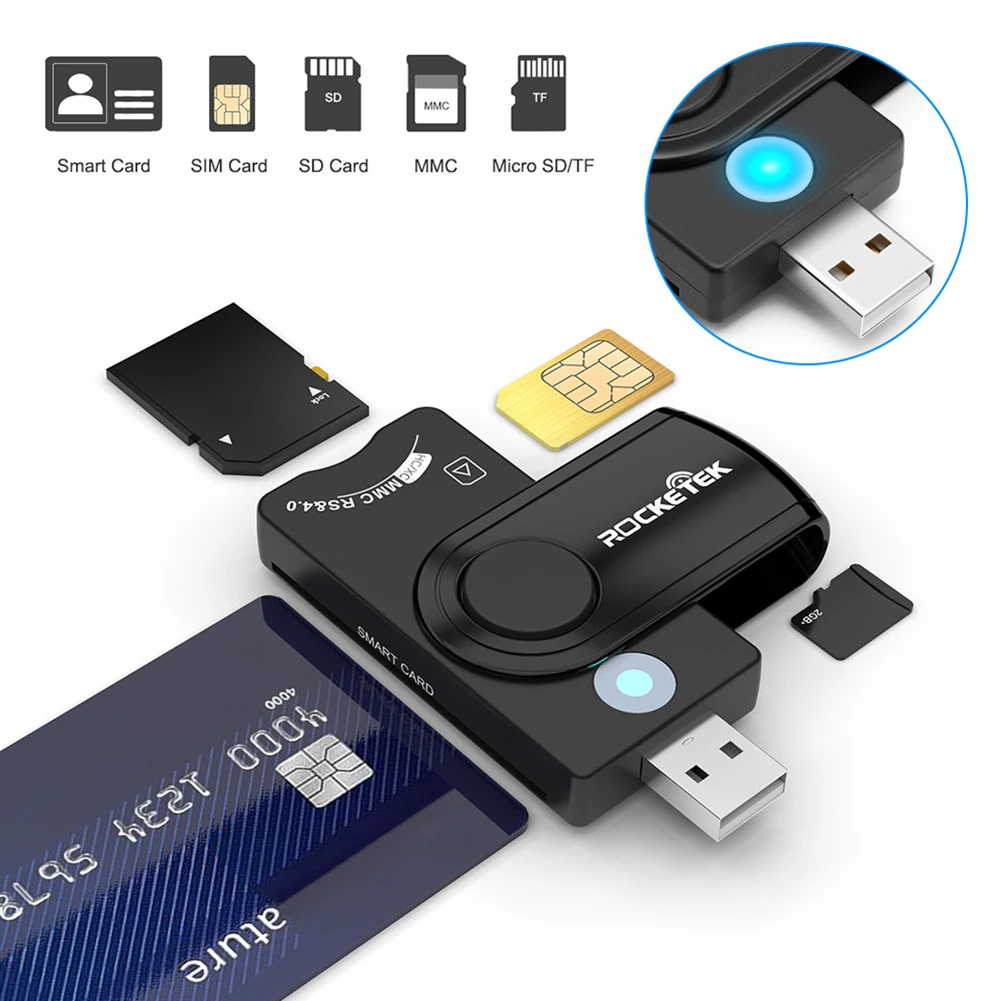 Rocketek CR310 USB 2 0 налоговая декларация IC смарт-кардридер TF SIM кардридер адаптер для