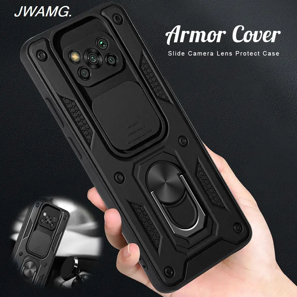 

Slide Camera Lens Protect Phone Case For PocoPhone X3Pro Poco X 3 X3 Pro NFC PocoX3Pro Poco C3 Grade Bumpers Armor Cover Coque