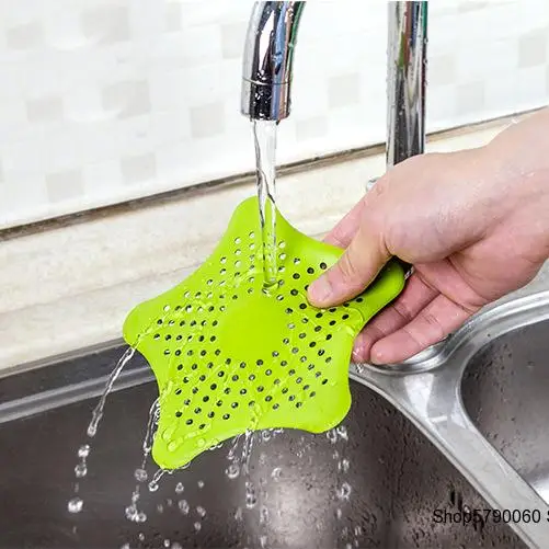 

New kitchen silicone five-pointed star sink filter bathroom sucker floor drains shower hair sewer filter colanders strainer