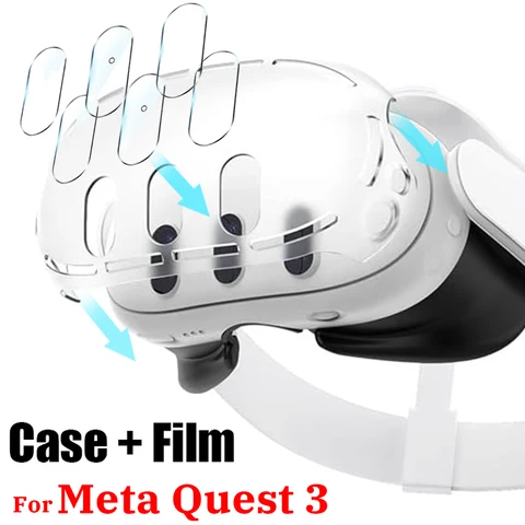 Прозрачный чехол и закаленное стекло для Meta Quest 3, защитные пленки для стекла Preotector с защитой от царапин для Quest 3, аксессуар