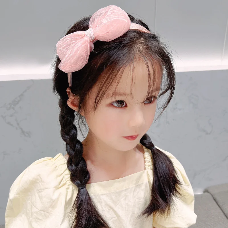 

2023 Spring Lace Pink Flower Heart Bow Cute Hair Band For Girl Kids Plaid Striped Headband Fashion Accessories