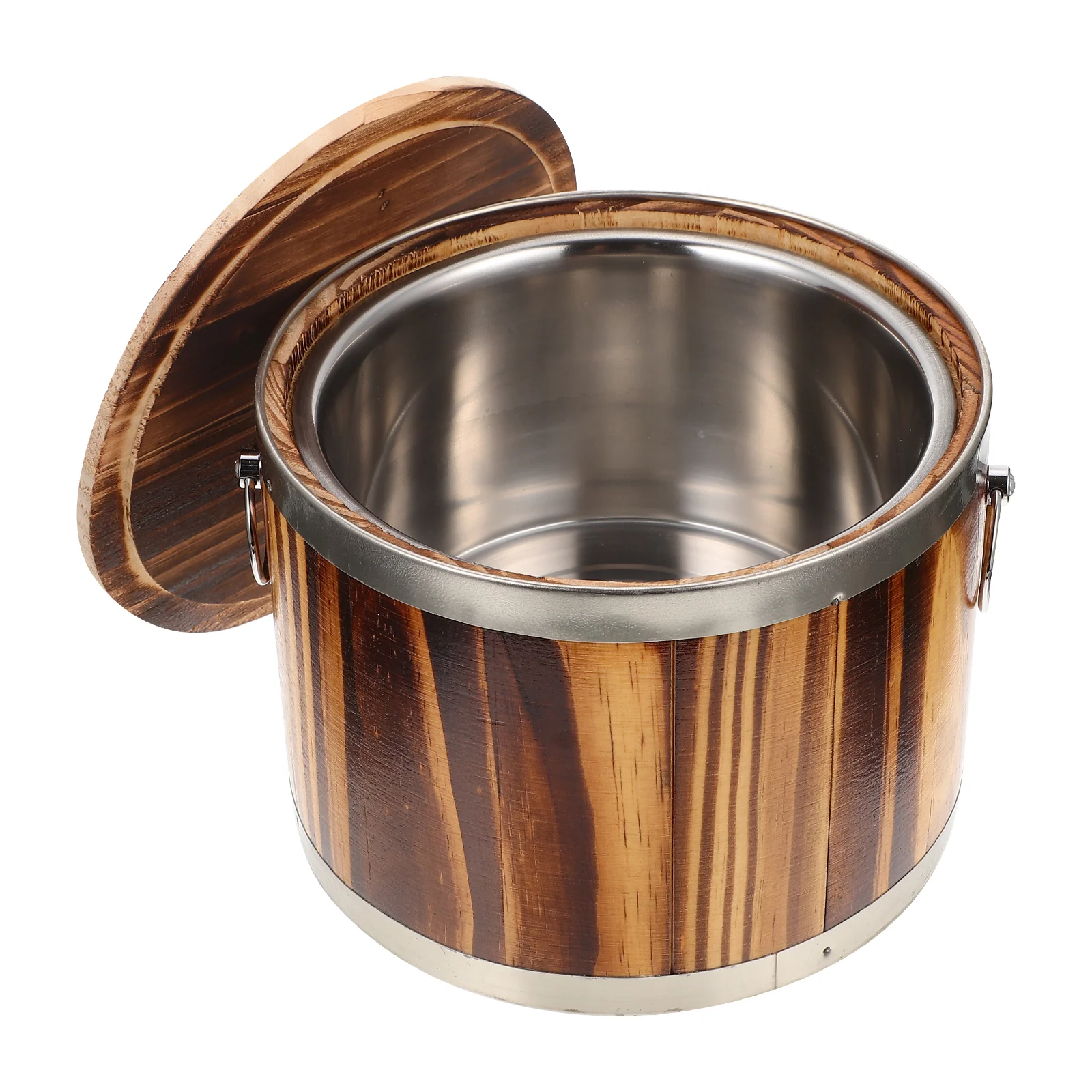 

Rice Bucket Wooden Steamerlid Sushi Container Bowlcooker Steamed Japanese Tub Steaming Stainless Steel Wood Mixingcookers