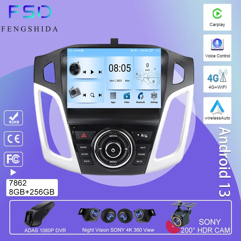 Android для Ford Focus 3 Mk 2011 2012 2013 2014 2015-2019 Автомобильный мультимедийный стерео плеер с