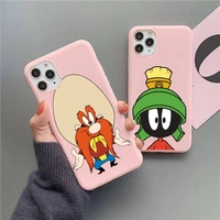 marvin the martian elmer fudd phone case for iphone 13 12 11 pro max mini xs 8 7 6 6s plus x xr matte candy pink silicone cover