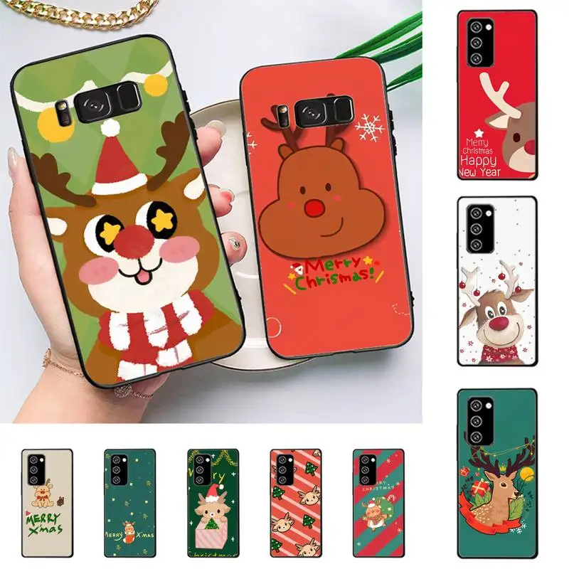 

Christmas New Year Gifts Elk Snow Phone Case for Samsung Note 5 7 8 9 10 20 pro plus lite ultra A21 12 72