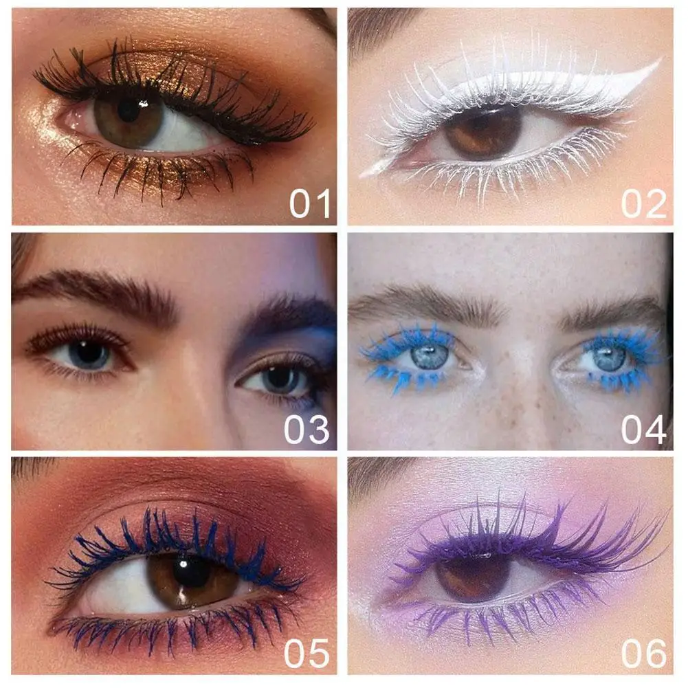 

6 Colors Stylish Mermaid Tail Shape Colorful Mascara Mascara Colorful Easy-to-operate Non-smudge Ultra-fine Natural Ma Q1h7
