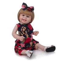 cute girl 57cm rebirth doll with short blonde hair silicone full body childrens day gift for boys and girls