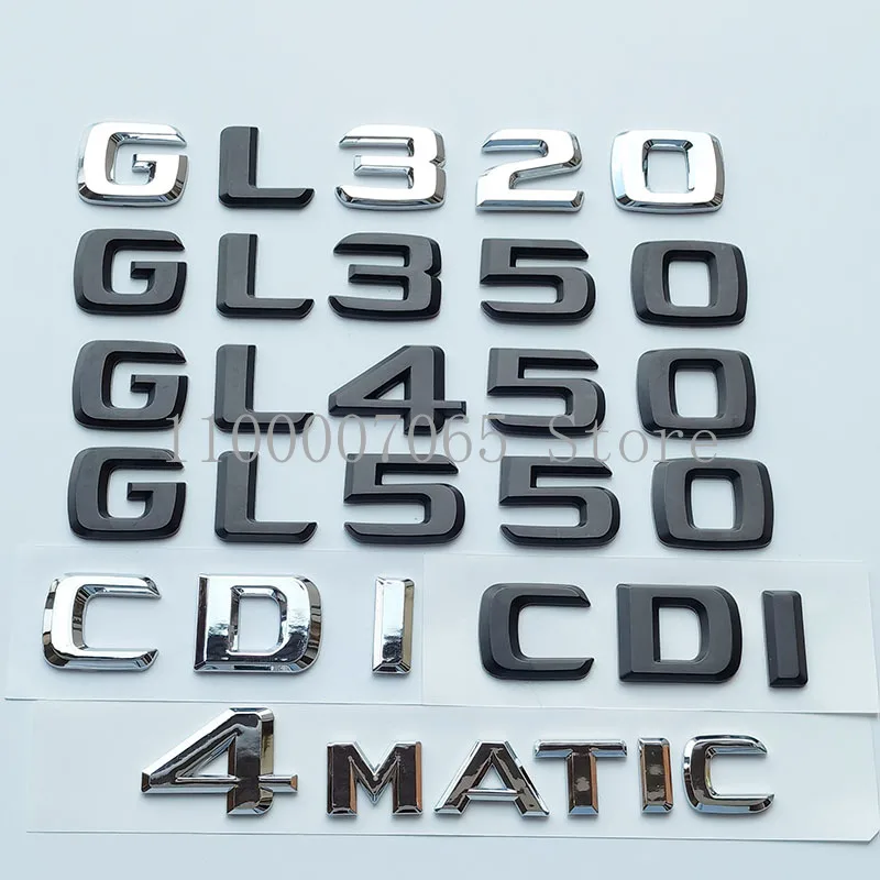 2013 Old Letters Numbers ABS Emblem for Mercedes Benz GL320 GL350 GL450 GL500 GL550 GL63 V8 Bitrubo Car Trunk Nameplate Sticker |