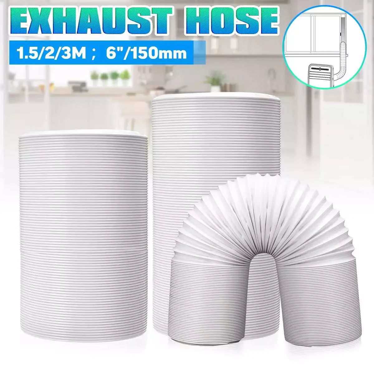 

Universal Exhaust Hose Tube Vent Hose For Portable Air Conditioners Parts Hose Flexible Air Outlet Vent Tube Extension Pipe