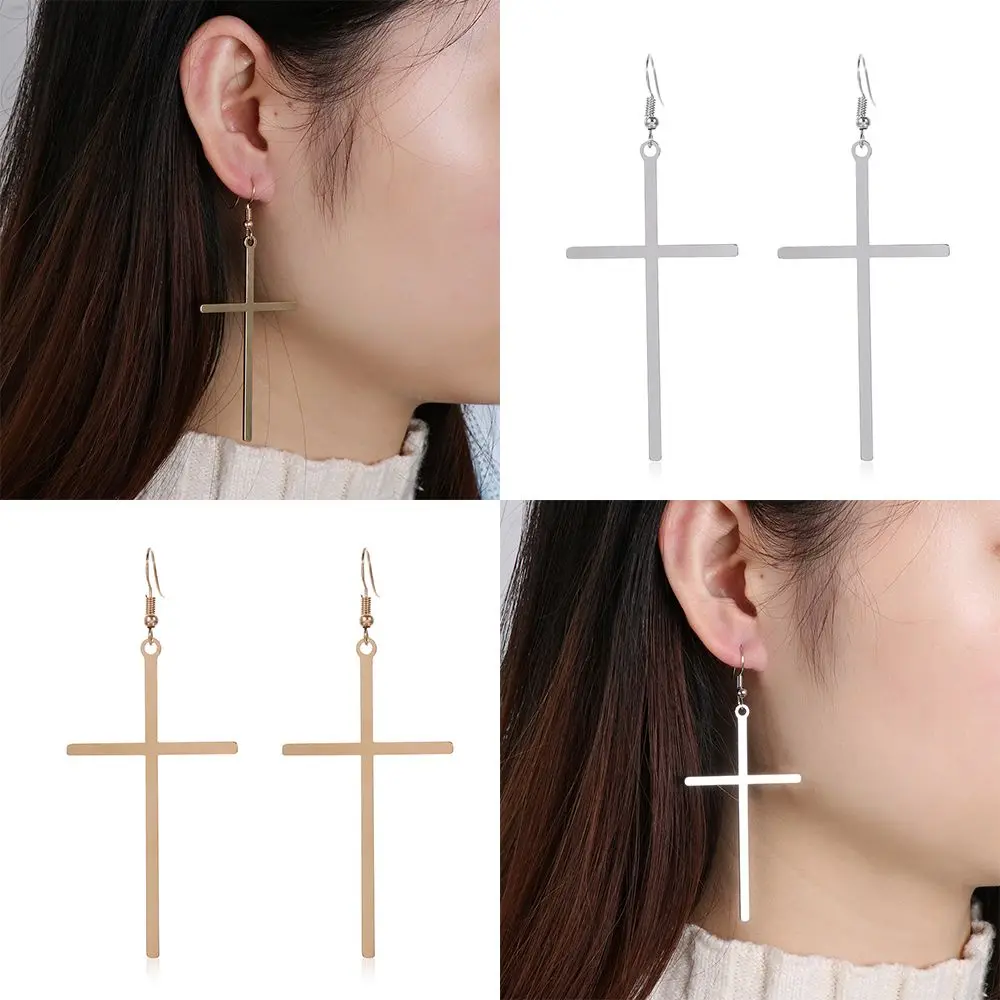 

Fashion Jewelry Hip Hop Women Long Earrings Ear Stud Big Cross Dangle Drop