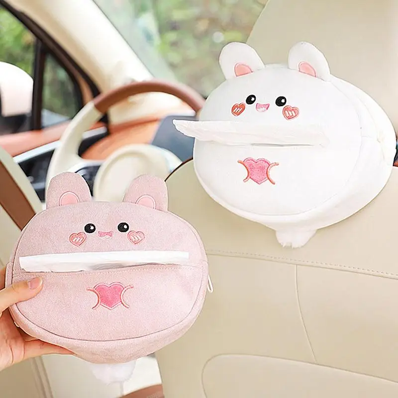 

Car Tissue Holder Cute Bunny Disposable Napkins Tissue Boxes Car Tissue Box Armrest Box Type Tissue Bag Car Accessories For SUVs