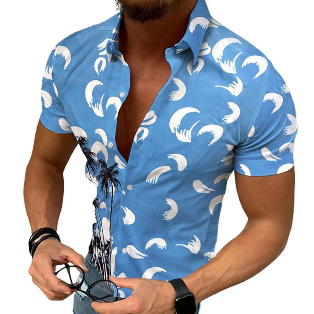 

Рубашка мужская приталенная с коротким рукавом, модная сорочка с принтом в стиле хип-хоп, повседневная Роскошная блуза, лето 2022