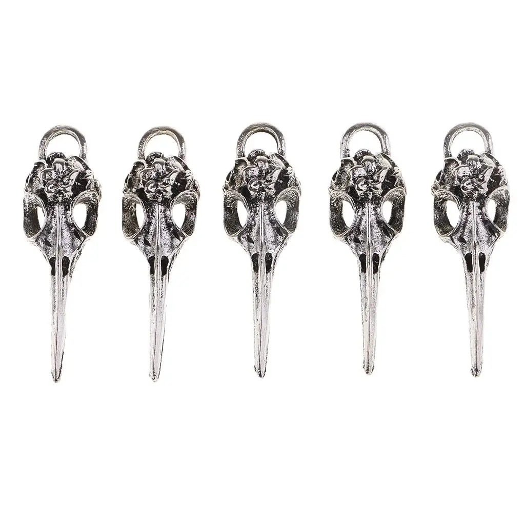 5pcs Crow Raven Bird Head Charm Pendant for Findings