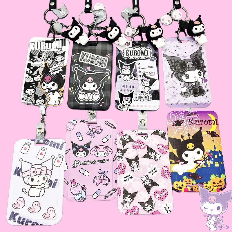 

Sanrioed Kuromi Card Cases Kawaii Anime Cute Students Meal Cards Buscard Idol Photo Hang Wrist Girlish School Tools Kifds Gift