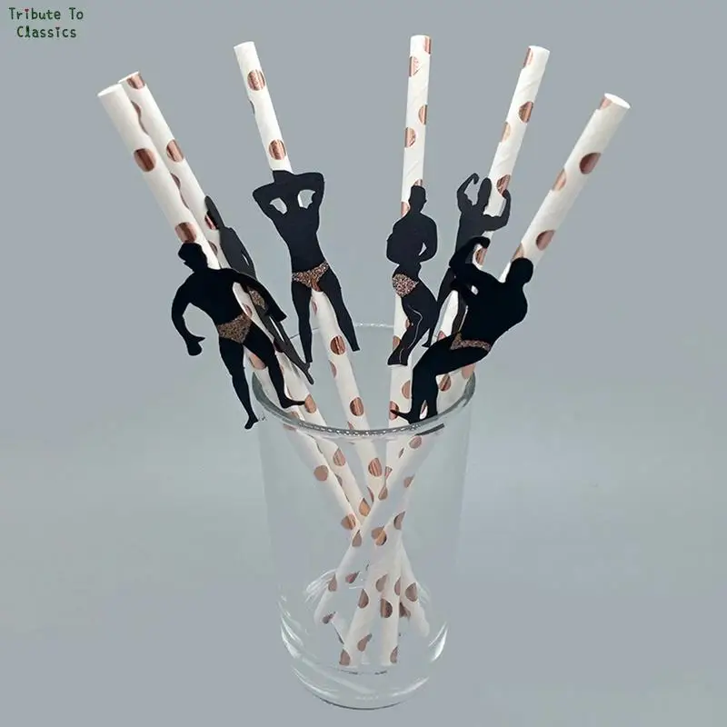 

6pcs Paper Straws Dancing Men Straws Bachelorette Party Decoration Straws Mexican Fiesta Party Drinking Favors Adult Party Straw