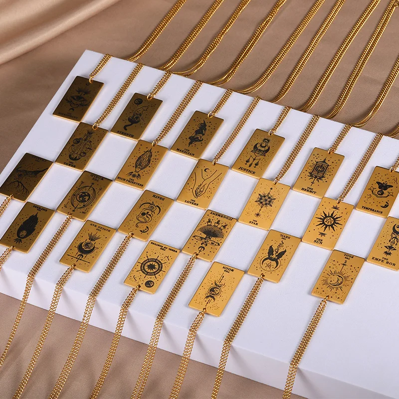 Классическое ожерелье из нержавеющей стали с подвеской в виде карты Таро