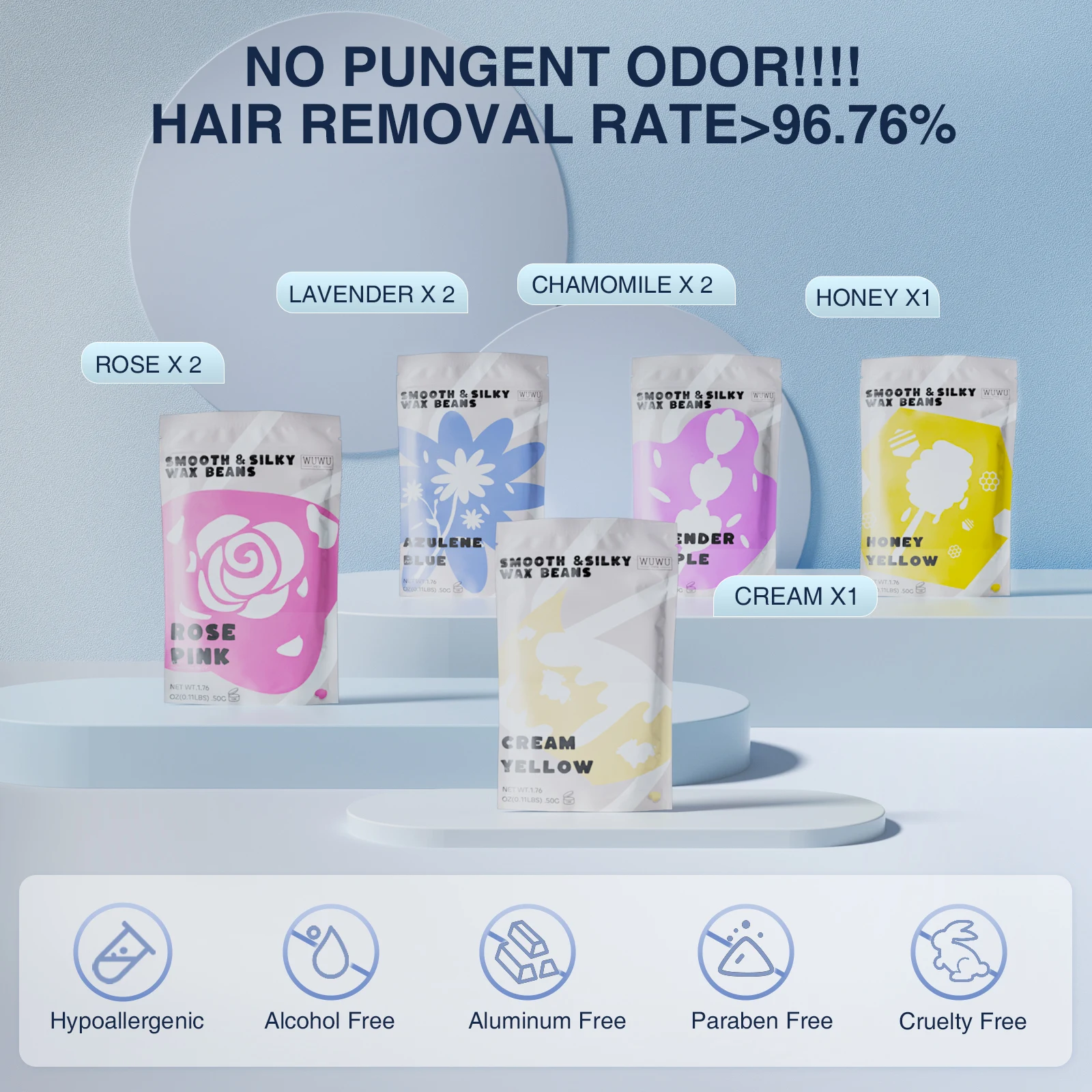 Набор для вощения WUWUVISTA удаления волос с твердым воском Восковая грелка расплава