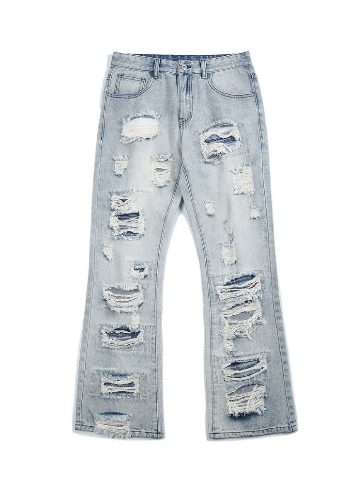 Street Clothing Wide Leg Jeans Men's Straight Feet Long Trousers Blue Jeans Y2k Men’s Jeans Ripped Jeans Men Clothing Denim