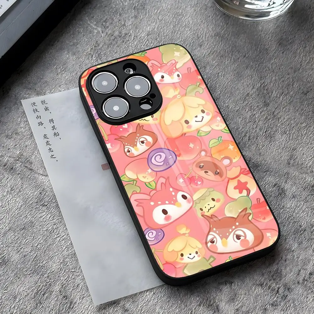 Game A-Animal Crossing Phone Case For IPhone 14 Pro Max 15 12 11 13 Mini X XR XS 16 Plus SE Tempered Glass Back Cover