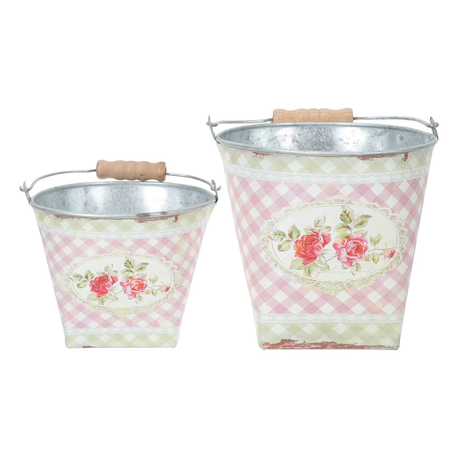 

2Pcs Vintage Style Home Decorative Flower Pot Flower Holder Metal Craft Decoration