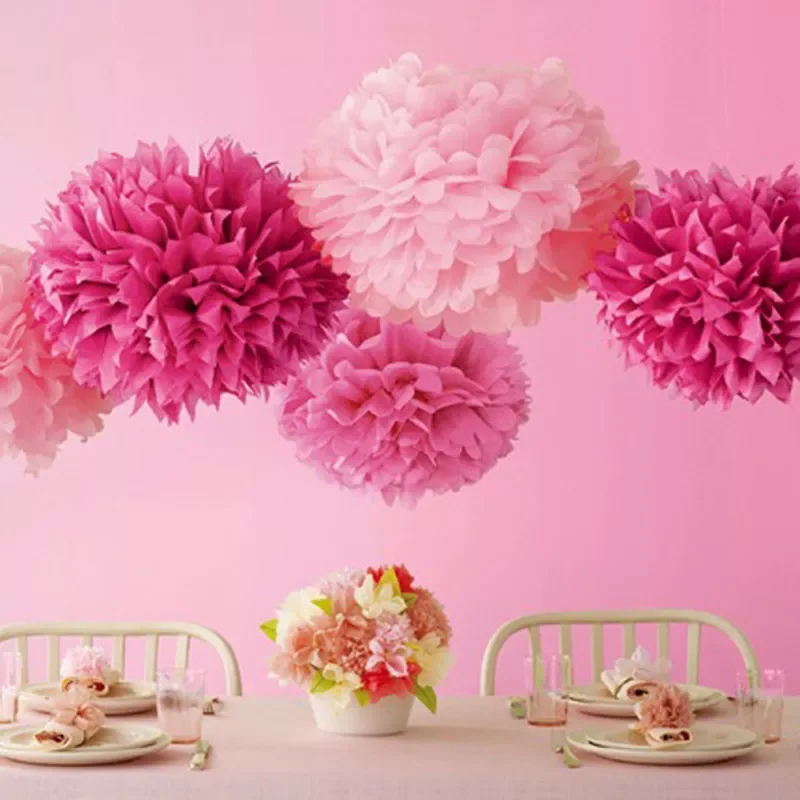 

Handmade 6''(15CM) Tissue Paper Pom Poms Paper Flower Ball For Home Garden Party Wedding Birthday&Wedding Car Decora