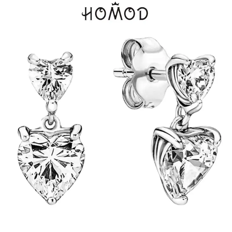 HOMOD новейшие сверкающие серьги-кольца в форме сердца с перьями для женщин Семья