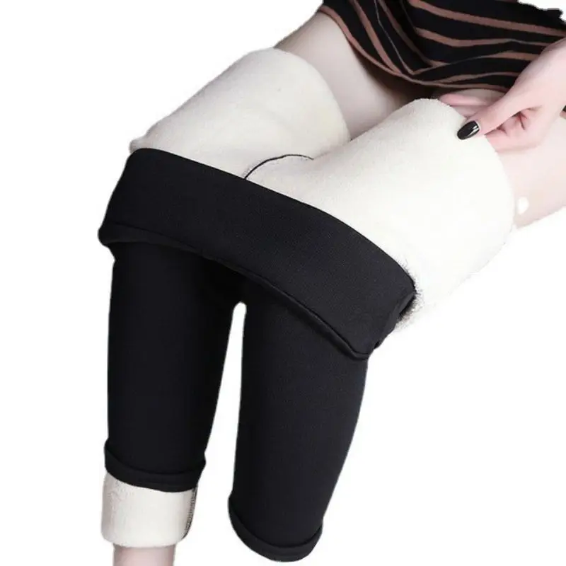 Winter Lambwool Leggings Warm Skinny Leggings High Elastic Tights Women Super Thick Thermal Cashmere Pants Velvet