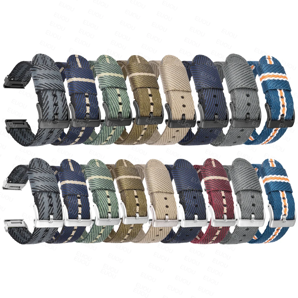 QuickFit 22mm Braided Nylons Strap For Garmin Forerunner 965 955 nylon nato watch band Replacement accessories