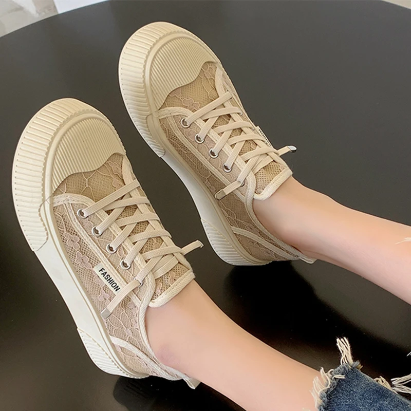 

Women Vulcanized Shoes Flats Running Sneakers 2022 Spring Summer Platform Sport Shoes Sandals Casual Lace-up Women Shoes Lady