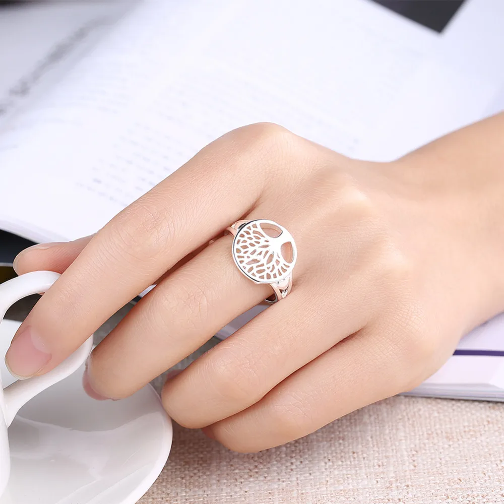 wholesale Price women Color silver Ring tree hollow charms wedding jewelry girl gift high quality fashion classic  Украшения