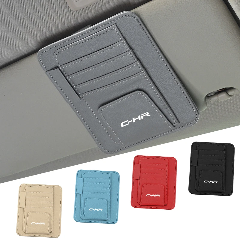 z logo samochodu Klips do przechowywania okularów przeciwsłonecznych Pudełko na okulary Uchwyt kartę Toyoty CHR Yaris Aygo Prius RAV4 Camry Auris