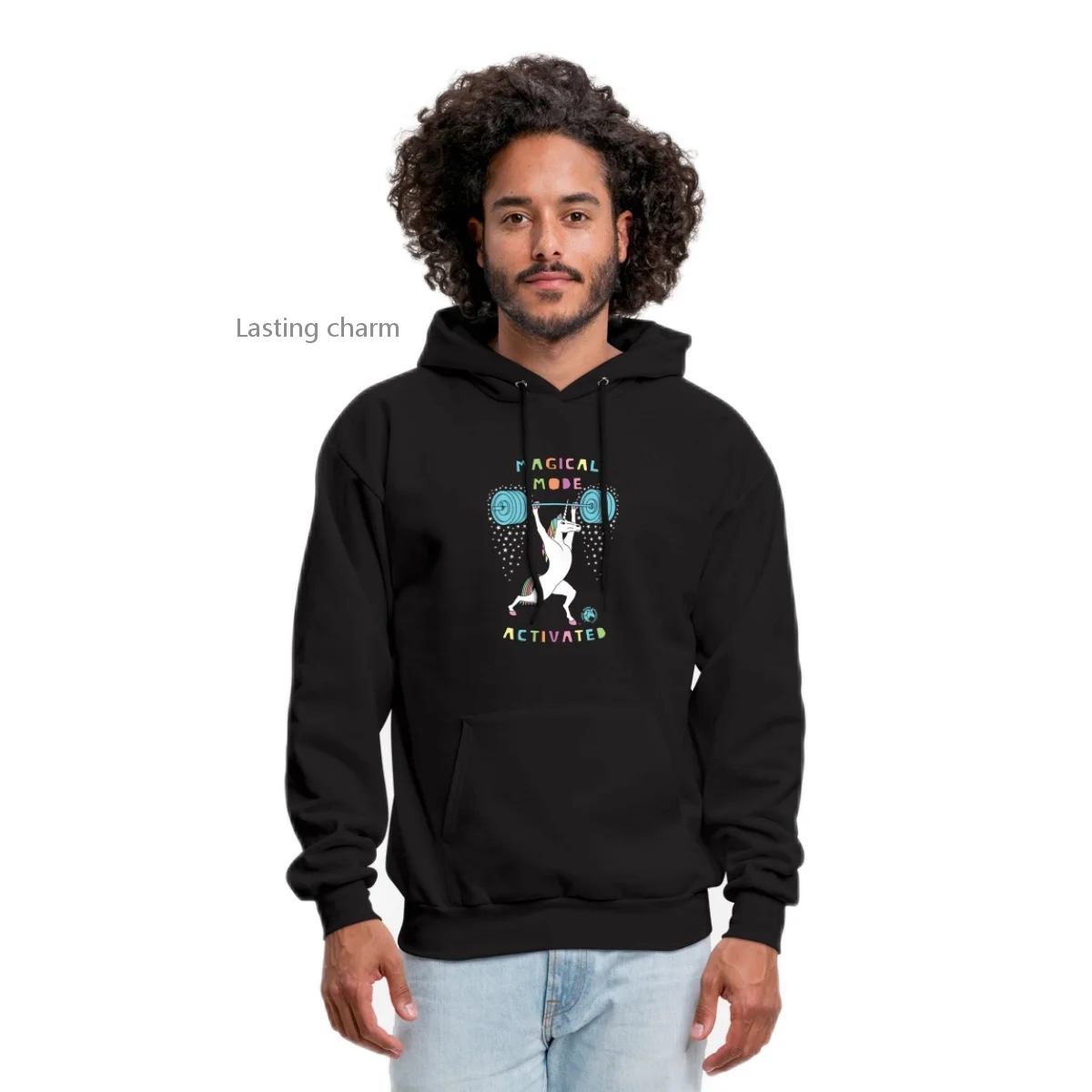 Magical mode activated unicorn version two male sketch hoodie