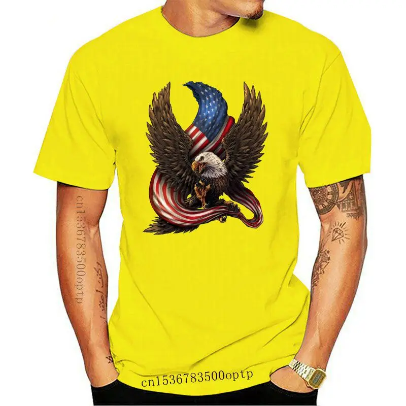 

Camiseta con estampado de águila con bandera americana, ropa Popular, nueva