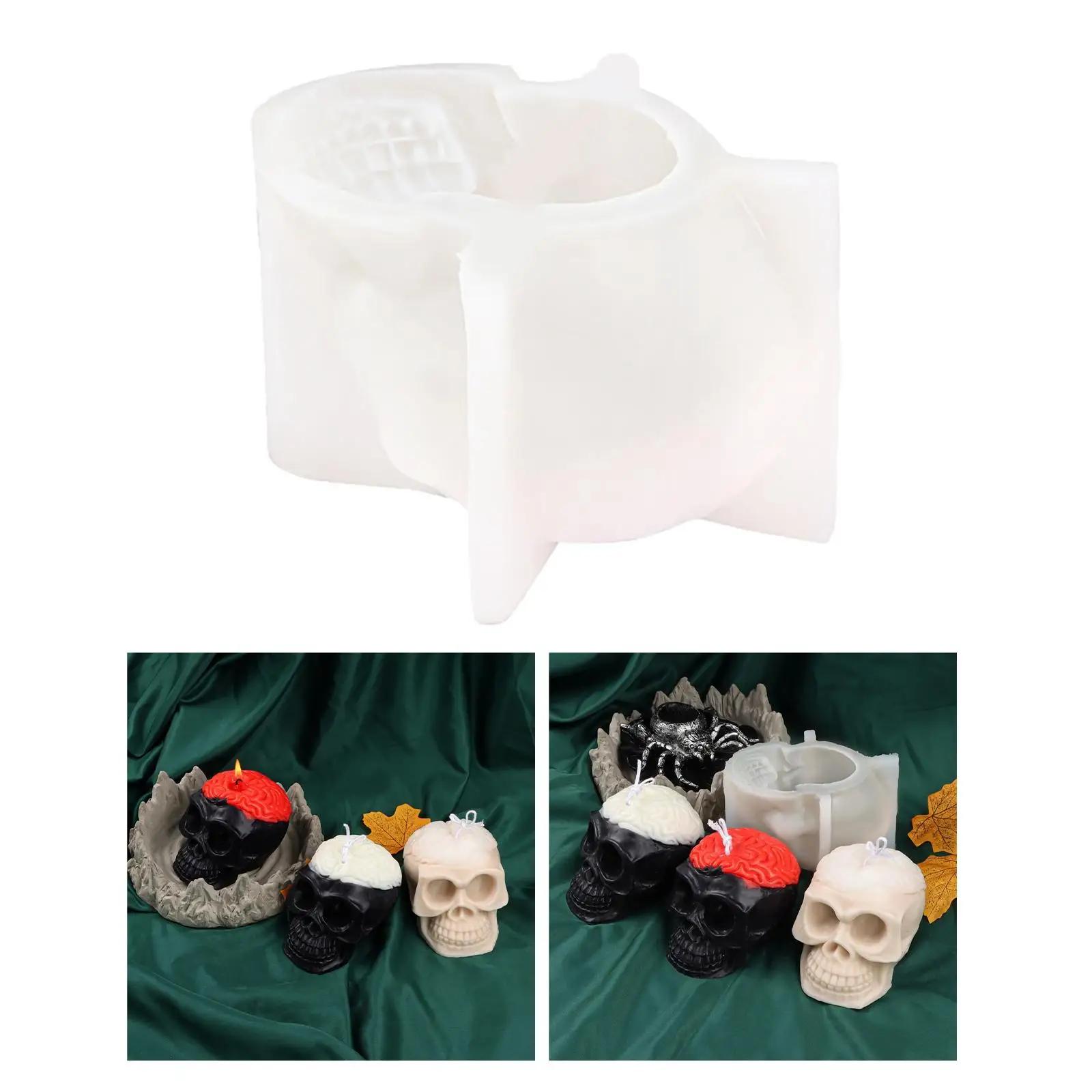 

3D Skull Shape Candle Mold Tools Cake Baking Mold Crafts DIY Epoxy Mould Decoration Art for Chocolate Soap Fondant Party Baking