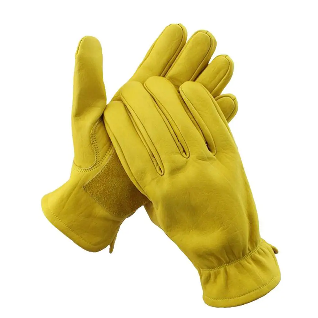

ens otorcycle Cowhide Leather Yellow Racing otorbike Biker Gloves