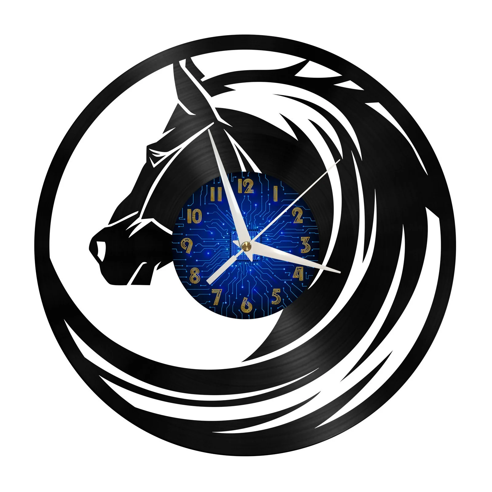 

Horse Vinyl Record Wall Clock for Kitchen Wall Decor Wall Art