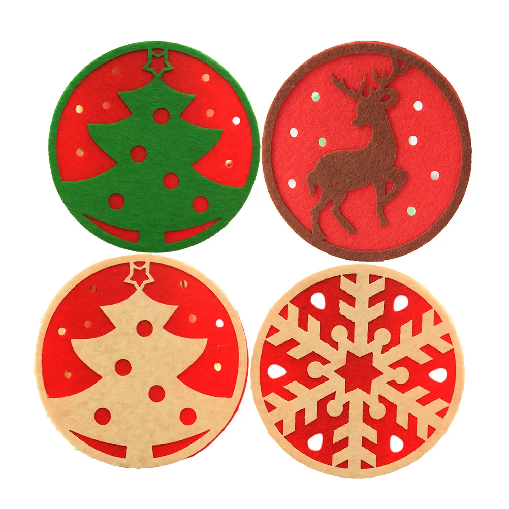 

4PCS Round Coaster Christmas Themed Coaster Coasters Christmas Coasters Set Mat