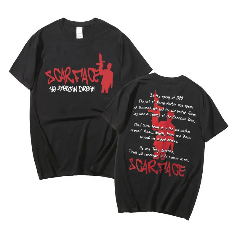 

Scarface Tony Montana Big Guns Little Friend Men's Tshirt Short Sleeve Pacino Gangster Movie Tees Men Women Fashion T Shirt Tops