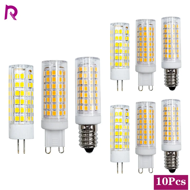 10Pcs/Lot E14 LED Lamp Bulb G9 G4 AC 220V 240V 3W 5W 9W 2835 SMD Ceramic Led light For Chandelier Spotlight Replace Halogen Lamp