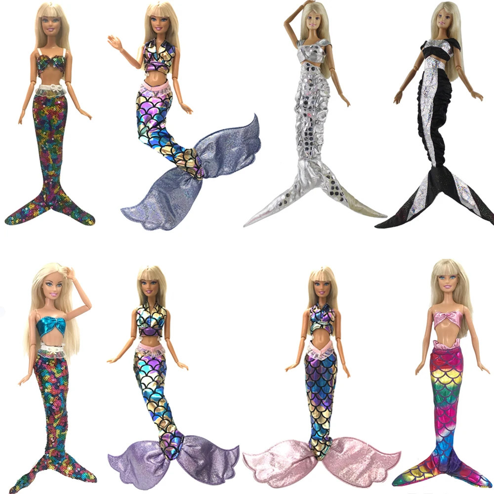 NK One Set Doll Cosplay Clothes Similar Fairy Tale Mermaid Tail Wedding Dress Gown Party Outfit For Barbie Doll DIY Gift 02A JJ